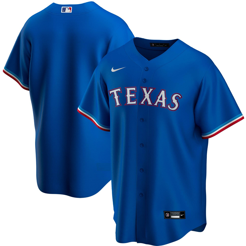 MLB Men Texas Rangers Nike Royal Alternate 2020 Replica Team Jersey 